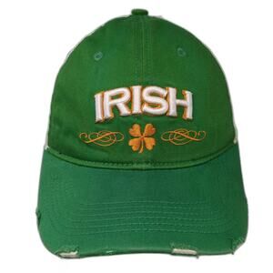 Falcon Baseball Cap Green White One Size Irish Clover Distressed Fitted Hat